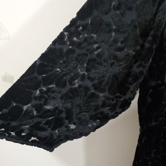 Talbots RSVP Floral Velvet Burnout Blouse Top Black Size 3X Witchy Whimsigoth - Picture 4 of 11